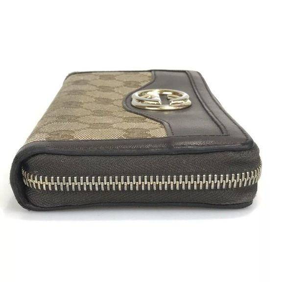GUCCI WALLET ROUND ZIP GG Canvas Leather Brown 308012 0416 Authentic - Picture 7 of 12
